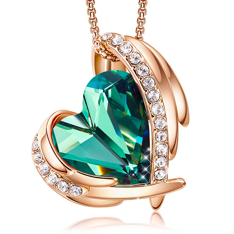 Pendentif en forme de coeur vert vitrail en argent et cristal de Swarovski  de SPARK